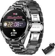 BANGWEI Men's Smart Watch, 1.28 Inch Colour Display, Fitness Watch with Heart Rate, Sleep Monitor, IP67 Waterproof, 7 Sports Modes, Message Reminder, Stainless Steel Smartwatch for Android iOS, Black