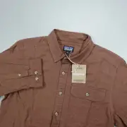 Patagonia Long Sleeve Cotton Conversion Fjord Flannel Shirt Moose Brown Size S