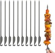 10pcs Flat Ti Barbecue Skewers Backyard Picnic BBQ Grilling Kabob Skewers BBQ S s 25cm