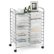 Drawer Organizer Rolling Storage Cart with Wheels Utility Cart for Office Clear