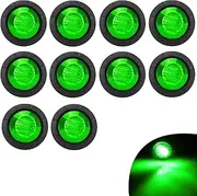 GSRECY 3/4" Sealed Round LED Front Rear Side Marker Indicators Light Waterproof Bullet Clearance Marker Light 12V 24V For Car Truck Boats Lorry Buses Coaches Traile Cab Marker RV Marker (Green, 24V)