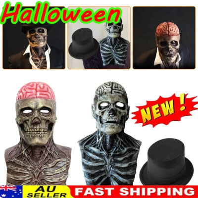 Halloween Skull Mask Skeleton Cosplay Party Prop Full Head Horrible Latex ScaQS