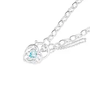 Silver Blue Topaz Padlock Bracelet