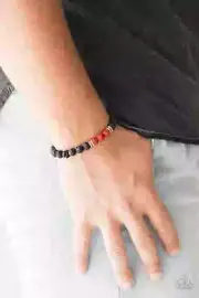 Paparazzi - Wisdom - Red Black Beaded Bracelet