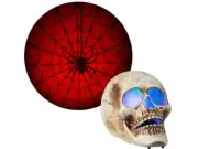 Skull Red Spider Web Projection Halloween Prop Decor Spooky Yard Haunted Decor
