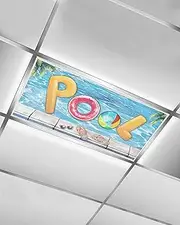 Summer Pool Swimming Ring Slippers Art Fluorescent Light Cover, Lampshade Ceiling Lampshade with 10 Magnets Fixtures, Print Light Filters Cover Panel for Any Place Supplies