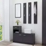NNEVL Hallway Unit High Gloss Grey 100x25x76.5 cm Chipboard