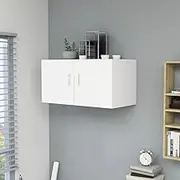 Floating Shelf for Wall Storage, Modern Display Shelf with 2 Doors, Wall Mounted Shelf, Hanging Cabinet for Bathroom, Living Room, Bedroom and Kitchen, 80 x 39 x 40 cm