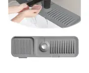 Kitchen Sink Splash Guard - Faucet Drain Mat & Handle Drip Catcher Tray - Water Draining and Drying-grey