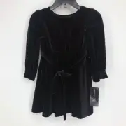I.N.C. INTERNATIONAL CONCEPTS Girls Holiday Dress 2T Black Velour Bow NWT