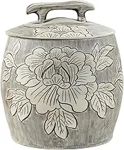 LYXWGRZD Ceramic Rice Bucket, Airtight Ceramic Rice Cylinder, Chinese Rice Storage Container, Grain Dispense, Food Storage Container, for Noodles Rice Snacks(White B,10kg)