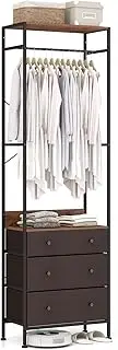Giantex Clothes Rack with Drawers, Closet Organizer w/ 3-position Hanging Rod & Storage Shelves, Anti-toppling, Heavy-duty Clothing Stand Dresser Garment Rack for Entryway Bedroom Cloakroom
