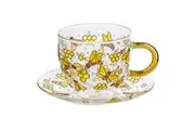 Ashdene Natures Keepers Double Walled 350ml Glass Tea Coffee Cup Mug Saucer Bee