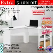 Office Computer Desk Home Workstation Corner Table L Shaped Study Desktop White