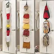 Hat Rack for Baseball Caps, Black Hat Organizer Holder with 2 Durable Straps and 12 Adjustable Upgraded Strong Hooks, Holds up to 32 Caps, Men Women Baseball Cap Storage Rack for Wall Hanger