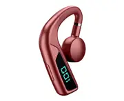 V18 Bluetooth-compatible Earphone Ear Hook Bone Conduction LED Digital Display Business Sports Wireless Headset for Driving -Red
