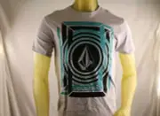 VOLCOM MEN'S SILVER "VOLCOM" LOGO MULTICOLOR GRAPHIC T-SHIRT size Small