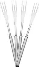 WEKADRIN 4pcs Stainless Steel Fondue Forks for Cheese Chocolate Marshmallows Heat Resistant Sticks Secure Three Prong Design for Home BBQ Fondue Parties