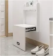 Foldable Wall Mounted Shoe Bench with Metal Bracket Solid Wood Shoe Changing Stool for Entryway Modern Hallway Shoe Rack with Buffer Seat