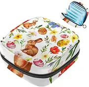 Period Bag,Sanitary Napkin Storage Bag,Easter Bunny Eggs Butterflies Floral,Tampon Bag for Purse