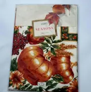 New Bardwil Autumn Tablecloth Pumpkins Leaves Thanksgiving 52" x 52" Square