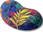 BRILA Ergonomic Memory Foam Mouse Wrist Rest Support Pad Cushion for Computer, Laptop, Office Work, PC Gaming - Massage Holes Design - Wrist Pain Relieve (Vibrant Plants)