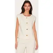Cream Brushed Rib Gold Hardware Detail Cami Top, Cream