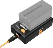 Npf-02 Np-F Series Battery Charger Battery Adapter Plate with Type-C Bi-Directional Pd Charging Port Dc12V Dc8.4V Dc Outputs 1/4 Inch Thread Charger for Np-F970/ Np-F750/ Np-F550 Batteries Black