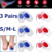 3 Pairs Orthotic Insoles Gel Heel Support Shoe Pads Gel Plantar Fasciitis Care