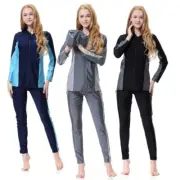 Women 3 Piece Burkinis Islamic Arabic Modest Sunsuit Beachwear Top Pants Costume