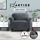 Artiss Sofa Cover Couch Slipcover 1 Seater Velvet Lounge Protector Grey