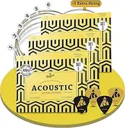 BELFORT® 3x Acoustic Guitar Strings 6 string set - Premium coating (80/20 Phosphor Bronze) 3x Guitar Strings Acoustic 6 String Set + 12 Picks + 3xE - cuerdas para guitarra acustica/cuerdas de guitarra