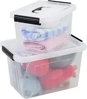 Yubine Clear Plastic Bin, Latching Box with Lid, Handls (12 Quart&6 Quart)