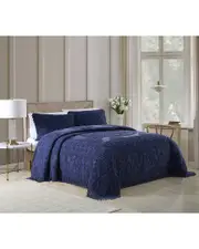 Beatrice Home Fashions Medallion Chenille Bedspread Twin Navy