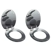 WC Toilet Seats 2 pcs with Soft Close Lids MDF Stones Design vidaXL