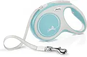 Flexi New Comfort Tape Grey & Light Blue Medium 5m Retractable Dog Leash/Lead for Dogs up to 25kgs/55lbs