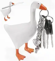 Cute Goose Resin Statue,Magnetic Key Holder,Animal Figurines Keys Holder, for Keys,Glasses, Bells,Room Table Desk Decor Sculpture Funny Bedroom Decor Housewarming Gift (Orange Duck)