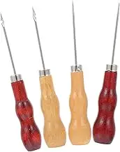 ULDIGI Diy Leather Scratch Awls Set 12pcs Stitching Awls Wooden Handle for Leather Craft Repair