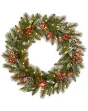 National Tree Company 24in Frosted Pine Berry Wreath