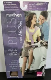 Mediven Plus MediSilk Compression Stockings Calf Top Band Open Toe 30-40 II Beig