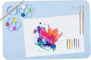 Silicone Craft Mat, Silicone Painting Mat for Kids, 24x16 Safe Silicone Craft Mat with Palette Cup and Tool Holder Non-Stick Painting Station Foldable Paint Mat for Watercolour
