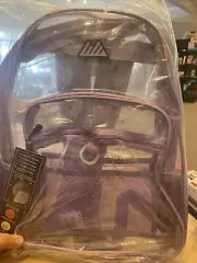 Trailmaker Clear 18" Backpack Heavy Duty Bag Purple Trim