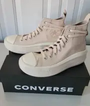 Converse Chuck Taylor All Star Move Hi Snake Shoes Sz 6.5W Lt Dune/Egret/Papyrus