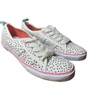 Ladies WHITE STUFF canvas Shoes Spotted polka dots Flat lace-up Size 7 EU 40