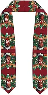 [SKKNT] Funny Christmas Moose Print Graduation Shawl Stole For Academic Commencements Honor Sash Congratulations Gift