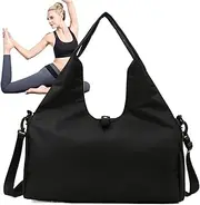 Yoga Bag - Large Fitness Carrying Bag with Wet Dry Storage Pockets | Portable Fashion Yoga Mat Holder with Shoe Compartment for Travel Sports