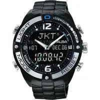 在飛比找Yahoo!奇摩拍賣優惠-ALBA 雅柏 世界時間酷炫雙顯腕錶(黑/44mm) N02