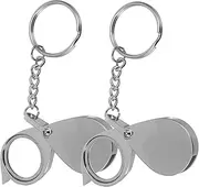 OATIPHO 2pcs Portable Mini Keychain Magnifying Glass Lens Magnifier with Chain for Reading Jewelry Appreciation and Detailed Viewing Activities