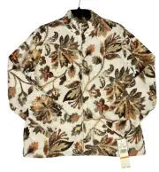 Alfred Dunner Womens Full Zip Floral Fleece Jacket Sz Small Soft First Frost