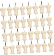 jojofuny 50pcs Wooden Push Pins Decorative Map Tacks for Cork Boards Photos Crafts Easy to Use Sharp Tips for Secure Attachment for Home Office Organization